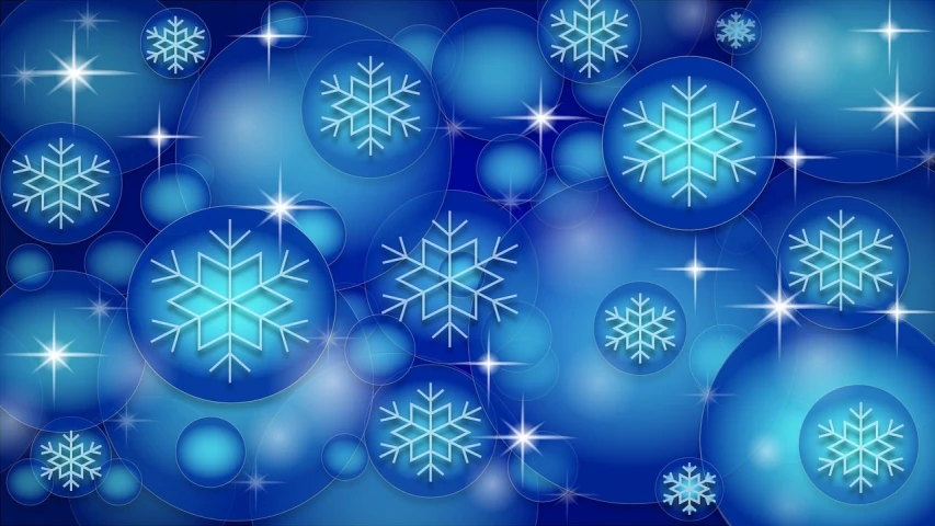 a blue background with snowflakes and stars, pixabay, digital art, illuminated orbs, stained glass background, with gradients, clipart
