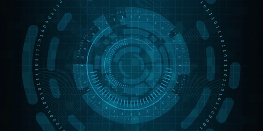 a computer screen with a clock on it, digital art, shutterstock, technological rings, blueprint of spaceship, background image, attack vector