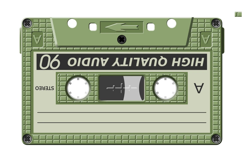 a close up of a cassette on a white background, vector art, inspired by Anato Finnstark, digital art, olive green, 40k, annihilation, cinematic ， - h 7 6 8