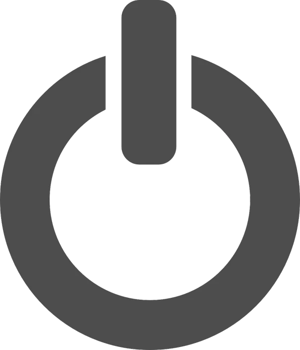 a gray power button on a white background, vector art, pixabay, computer art, minimalistic logo, key is on the center of image, ireland, dark grey