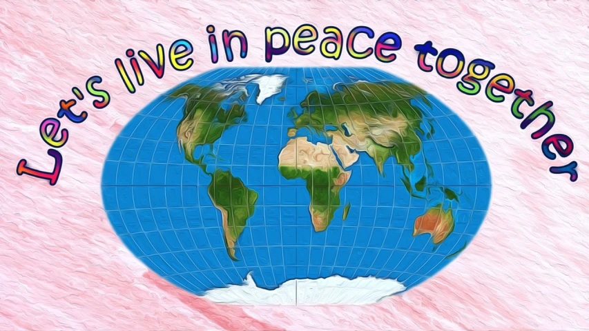 a picture of the earth with the words let's live in peace together, inspired by Victor Moscoso, pixabay, naive art, 15081959 21121991 01012000 4k, steam workshop maps, civ ghandi, on a marble pedestal