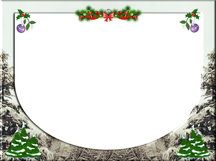 a picture frame with christmas decorations around it, a digital rendering, inspired by Sylvia Sleigh, art deco, solid black #000000 background, dead forest background, wide screenshot, cave background