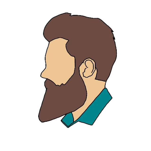 a man with a beard and a blue shirt, a digital rendering, by Andrei Kolkoutine, reddit, 2 d - animation, outlined!!!, profile picture, colored illustration