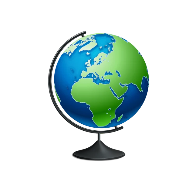 a blue and green globe on a black stand, a digital rendering, realism, vector illustration, full color illustration, everyday plain object, album