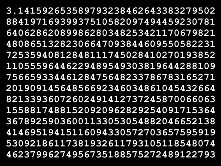 a large number of numbers on a black background, optical illusion, gigachad meme, 💣 💥💣 💥, procedural code, pi - slices
