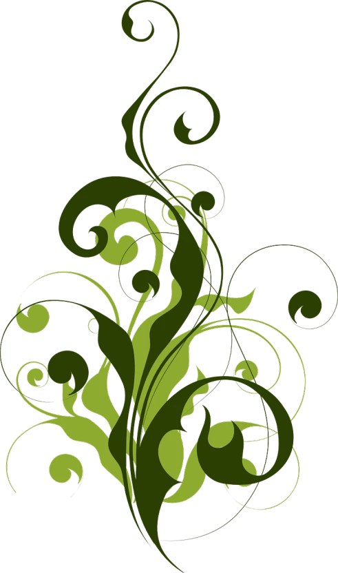 a green floral design on a black background, deviantart, willow plant, loosely cropped, swirly, random background scene