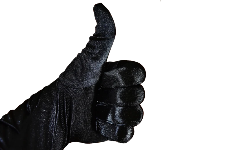 a close up of a person holding an umbrella, a stock photo, thumb up, on deep black velvet, black gloves, very accurate photo