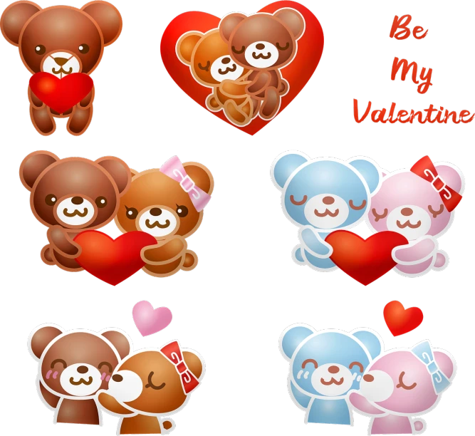 a couple of teddy bears sitting next to each other, vector art, deviantart, romanticism, sticker design vector, pvc, by :5 sexy: 7, love theme