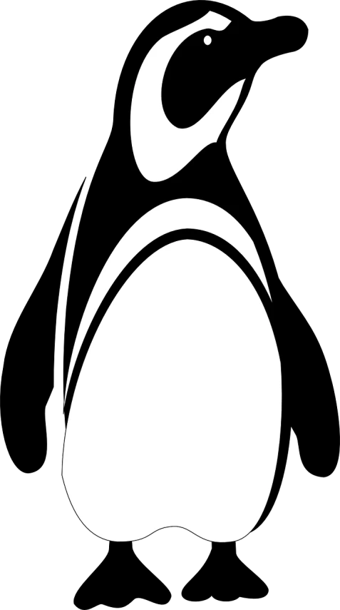 a white silhouette of a swan on a black background, trending on pixabay, computer art, anthropomorphic penguin, movie poster with no text, apple logo, thick and bold black outlines