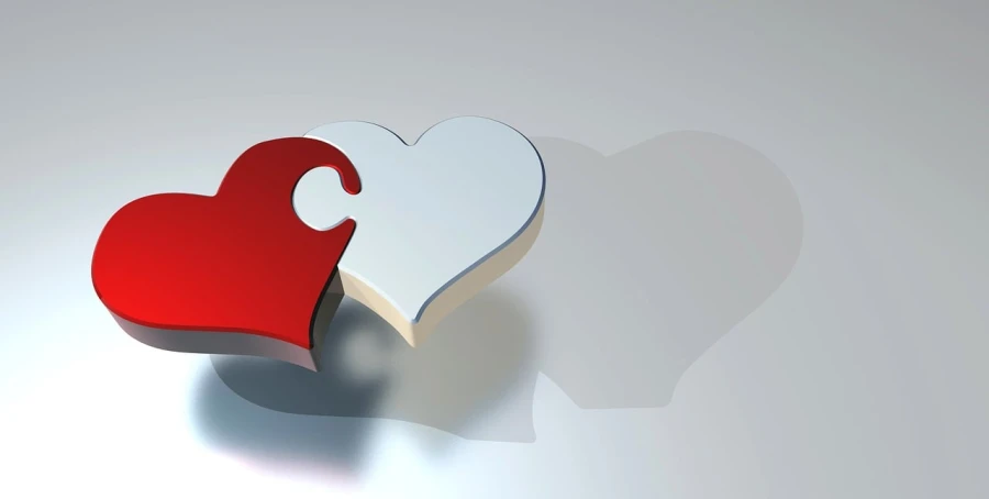 two pieces of puzzle in the shape of a heart, by Julian Allen, deviantart, wallpaper mobile, _3d-terms_, shadows, background image