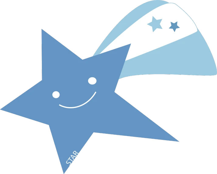 a blue star with a smiling face on it, an illustration of, inspired by Masamitsu Ōta, mingei, shooting star, ( side ) profile, the atmosphere is cheerful, unwind!