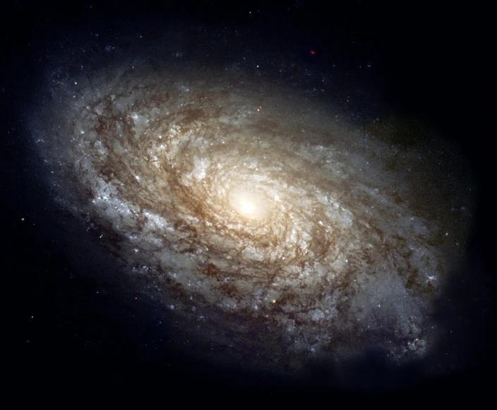 a spiral galaxy with a black background, by Max Švabinský, nasa picture, super realistic”, credit esa, grain”