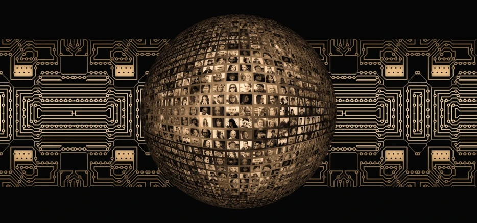 a golden egg sitting on top of a circuit board, an album cover, by Judith Gutierrez, digital art, immense crowd of varied people, inside a globe, panel of black, giant crypto vault