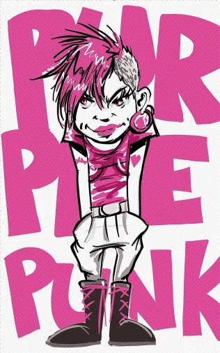 a drawing of a person with pink hair, inspired by Steve Argyle, pixiv contest winner, graffiti, rukis. comic book style, spike pit, album cover!, desperate pose