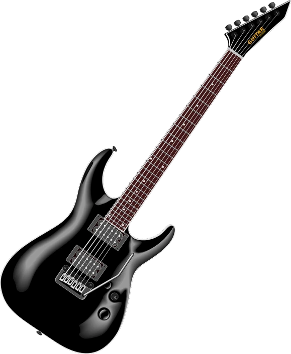 a black electric guitar on a black background, an illustration of, inspired by Ren Bonian, deviantart, sharp high detail illustration, k high definition, full - view, guitars