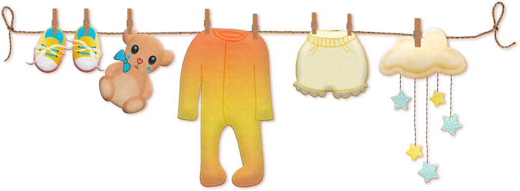 a bunch of clothes hanging on a clothes line, a digital rendering, by Ingrida Kadaka, pixabay, conceptual art, orange and yellow costume, pregnancy, wearing pajamas, corduroy