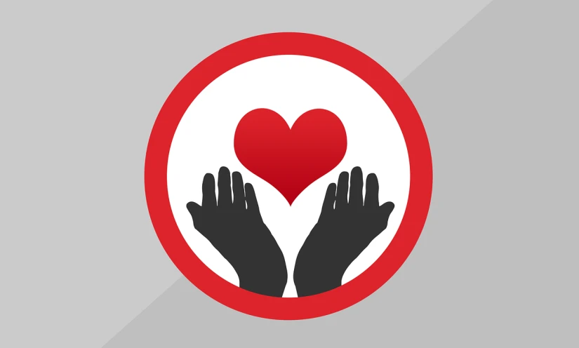 a person holding a heart in their hands, inspired by Milton Glaser, figuration libre, black and red only, worksafe. illustration, vector design, left - hand drive