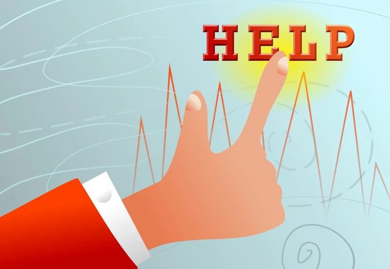 a hand is pointing to the word help, an illustration of, inspired by Heinz Anger, digital art, hell background, wikihow illustration, selling insurance, concept illustration