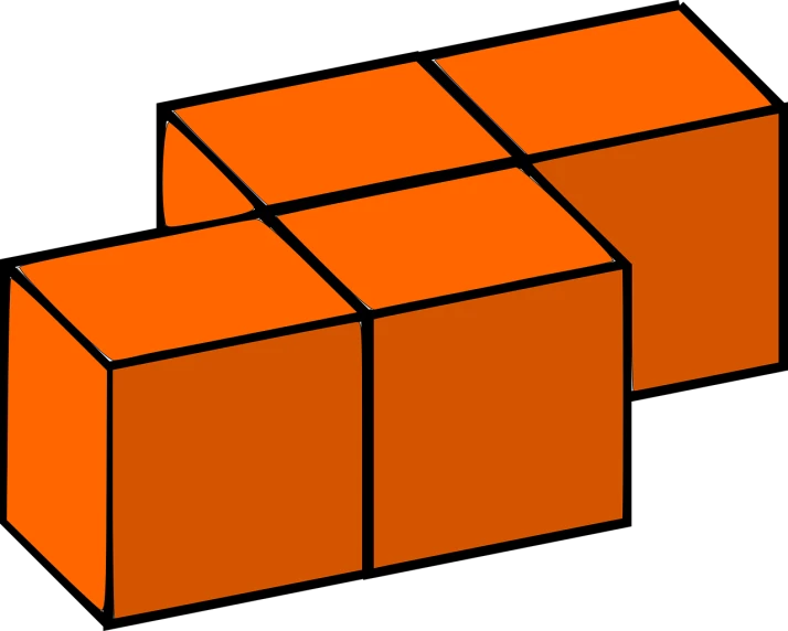 three orange cubes on a black background, a computer rendering, inspired by Christo, reddit, optical illusion, bricks, clipart, bilateral symmetry, diagram