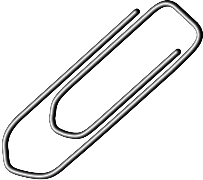 a close up of a paper clip on a black background, a digital rendering, by Andrei Kolkoutine, pixabay, minimalism, black and white vector, ¯_(ツ)_/¯