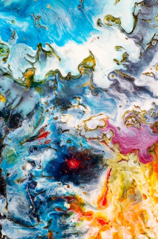 a close up of a painting of a person on a surfboard, inspired by Zao Wou-Ki, pexels, metaphysical painting, molten plastic, colored marble, view of the cosmos, abstraction chemicals