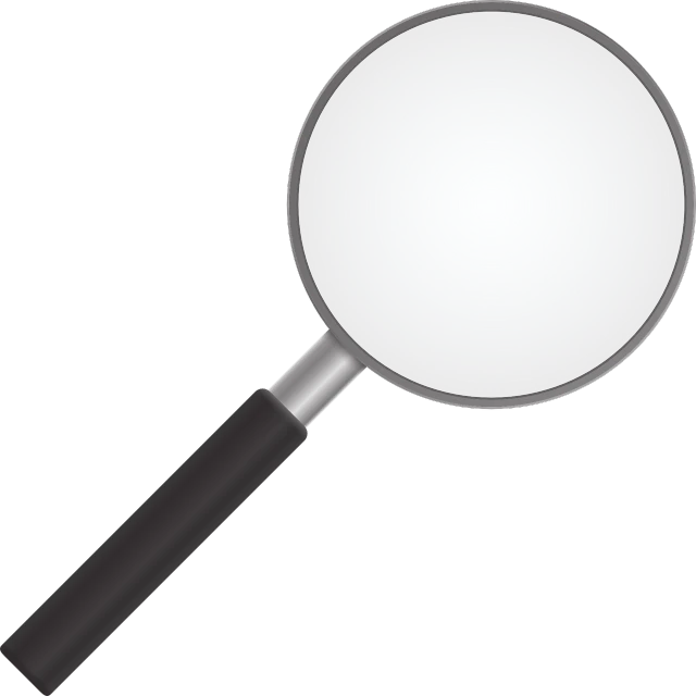 a magnifying glass with a black handle, an illustration of, by Gusukuma Seihō, pixabay, super clear detailed, cone, high res photo, high detail illustration