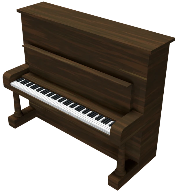 a wooden piano with a black and white keyboard, inspired by Jakub Różalski, polycount contest winner, grain”, ( brown skin ), unknown title, ingame image