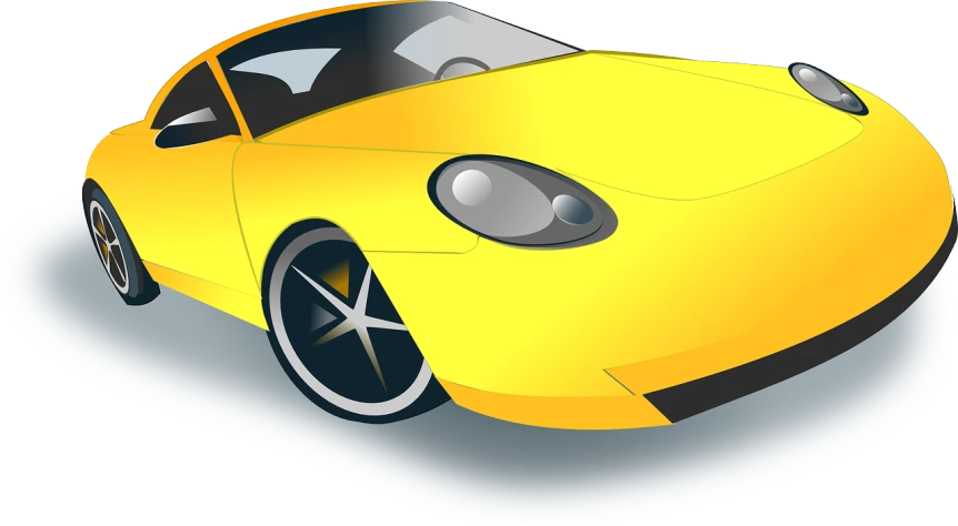 a yellow sports car on a white background, vector art, by Thomas Häfner, trending on pixabay, dada, cell shaded adult animation, porche, mid portrait, a brightly coloured