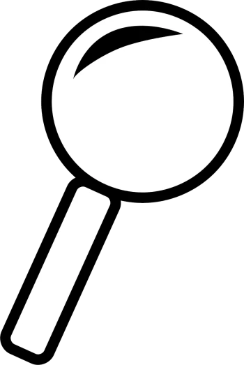a magnifying glass on a black background, a screenshot, by Andrei Kolkoutine, pixabay, minimalist sticker, comic book thick outline, spoon, logo without text