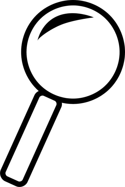 a magnifying glass on a black background, a screenshot, by Andrei Kolkoutine, pixabay, minimalist sticker, comic book thick outline, spoon, logo without text