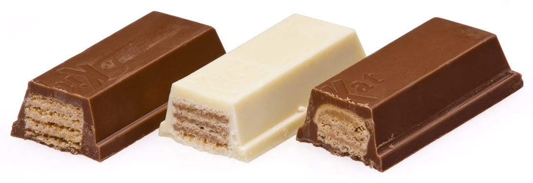 three pieces of chocolate sitting next to each other, inspired by Joris van der Haagen, mars candy bars, white, crisp render, dio