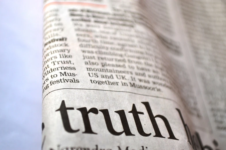 a newspaper with the word truth on it, by John Murdoch, big details, very coherent image