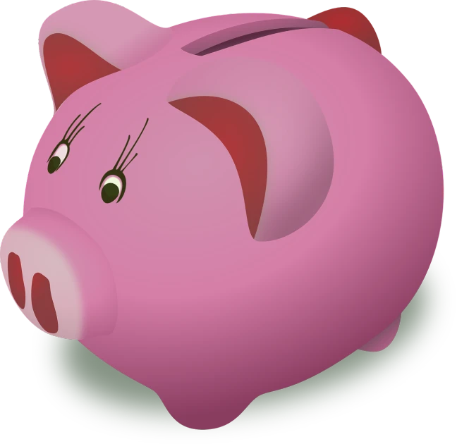 a pink piggy bank sitting on top of a green plate, a digital rendering, by Ivan Mrkvička, pixabay, mingei, !!! very coherent!!! vector art, sorrow, looking from side, wikihow illustration