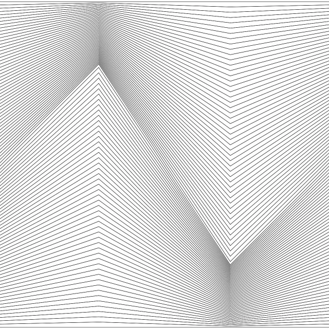 black and white lines on a white background, an ambient occlusion render, inspired by Bridget Riley, dithered gradients, peaks, png, andrei riabovitchev symmetrical