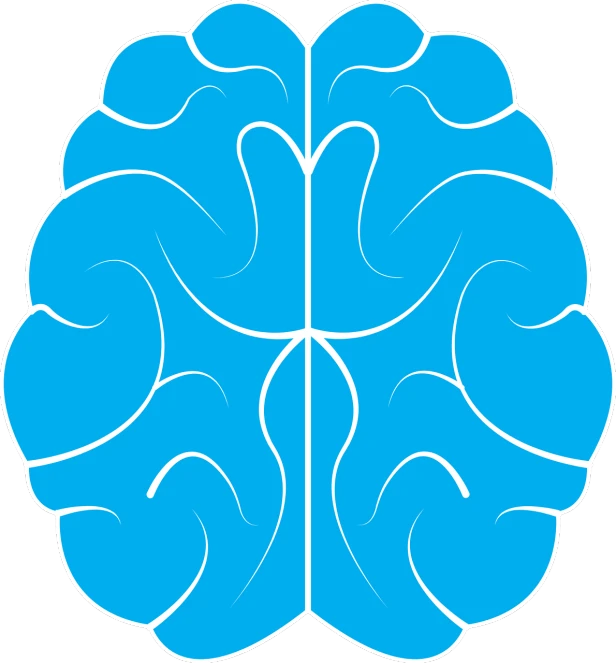a blue brain on a black background, by Andrei Kolkoutine, abstract illusionism, no gradients, left right symmetry, vinyl, outlined