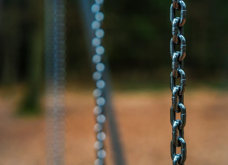 a close up of a chain on a swing, a tilt shift photo, mesh structure, 8k detail post processing, flickr explore 5 0 mm, park background