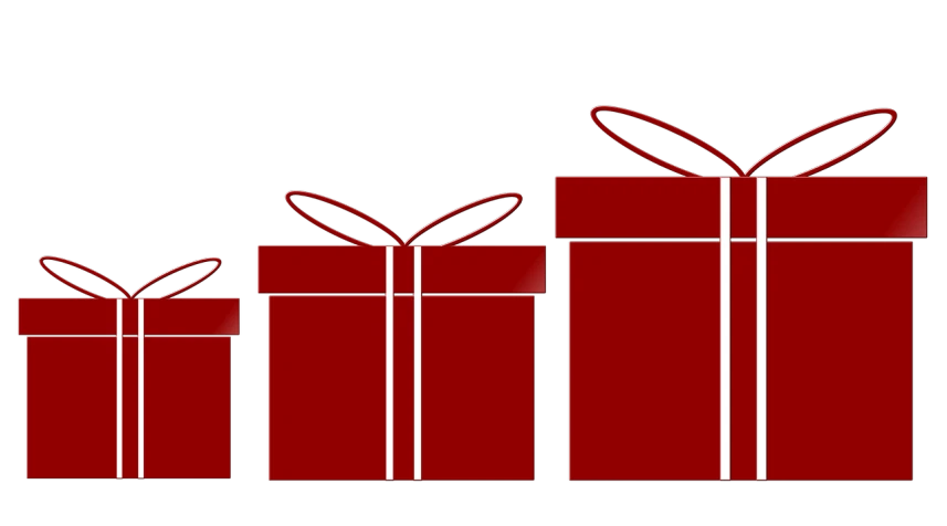 three red gift boxes on a black background, by Susan Heidi, pixabay, digital art, lined up horizontally, left profile, family photo, set against a white background