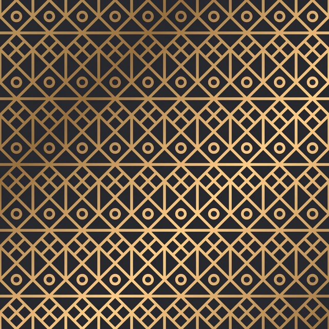 a gold geometric pattern on a black background, vector art, by Margo Hoff, shutterstock, art deco, transparent background, crosshatch, dubai