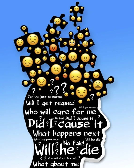 a man's head with a bunch of emoticions coming out of it, digital art, inspired by Tom Carapic, digital art, inspirational quote, feeling miserable, do what we can, case