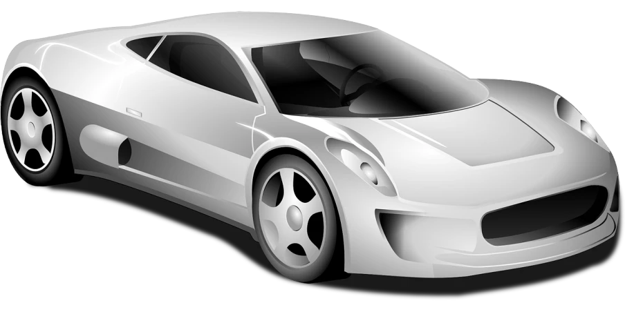 a silver sports car on a white background, vector art, by Tadeusz Makowski, trending on pixabay, digital art, white color scheme, drawn like the anime speed racer, black-and-white, giorgetto giugiaro