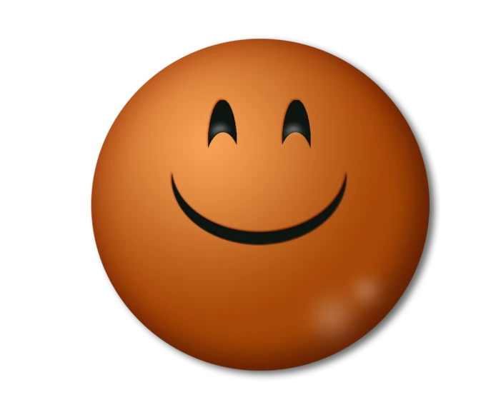 an orange smiley face on a black background, a digital rendering, hurufiyya, chocolate, cel shaded!!!, happy friend, round head