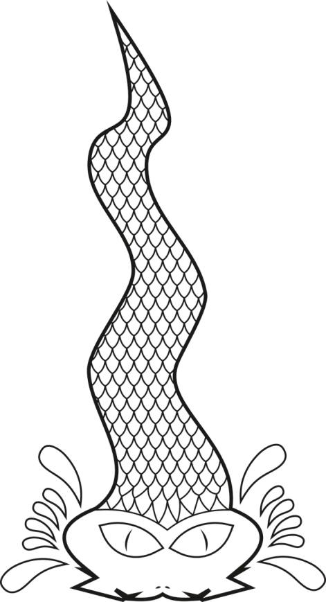a black and white drawing of an ice cream cone, lineart, tumblr, cobra, black-water-background, fishnet, on a flat color black background, long elegant tail