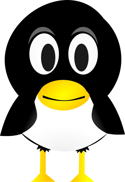 a black and white penguin with big eyes, vector art, pixabay, computer art, grinning lasciviously, avatar image, computer - generated, happy grin