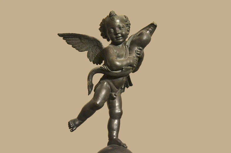 a statue of an angel holding a baby, a bronze sculpture, baroque, bottle, joseph todorovitch ”, very coherent image, cupid