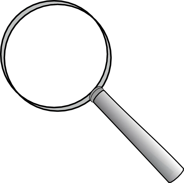 a magnifying glass on a black background, by Ramón Silva, pixabay, optical illusion, knife, minimalist vector art, stainless steal, cane
