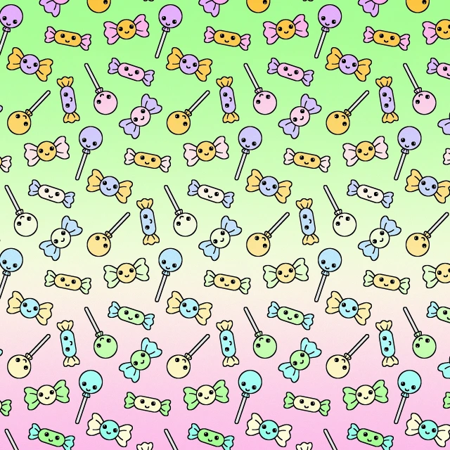 a bunch of different colored candies on a green and pink background, a pastel, inspired by Peter Alexander Hay, gothic background, colored manga panel, gradient darker to bottom, cute skeleton