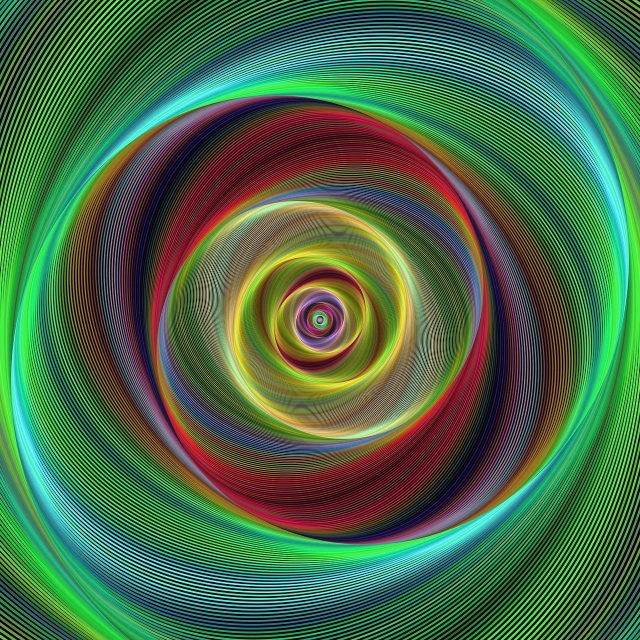a computer generated image of a colorful spiral, inspired by Lorentz Frölich, generative art, portrait of a mystical giant eye, green and red tones, bottom shot, forcefield