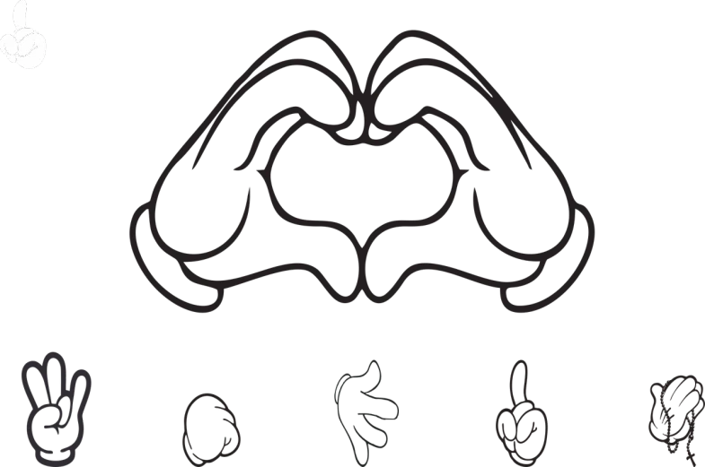 a person making a heart with their hands, by Ludovit Fulla, conceptual art, black interface, mickey mouse head, organic lines, banner