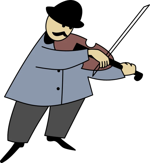 a man in a blue coat playing a violin, an illustration of, inspired by Masamitsu Ōta, pixabay, wikihow illustration