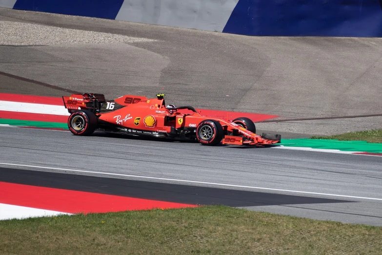 a man driving a red race car on a track, a picture, by Hans Werner Schmidt, pexels, f 1 driver charles leclerc, split near the left, breitling, 2 4 0 p footage